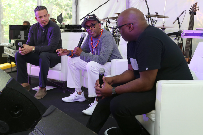 Spike Lee and Kenny Gravillis encourage festivalgoers to “Dare Greatly” during Cadillac’s kickoff luncheon for the 2017 American Black Film Festival in South Beach, Miami. (Soul Brother)
